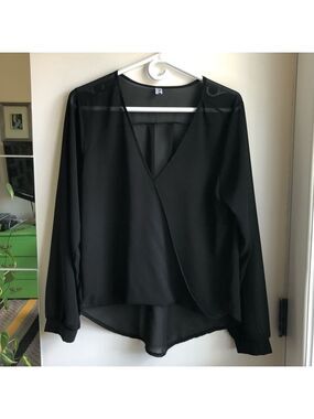 Black Sheer Long Sleeve Top